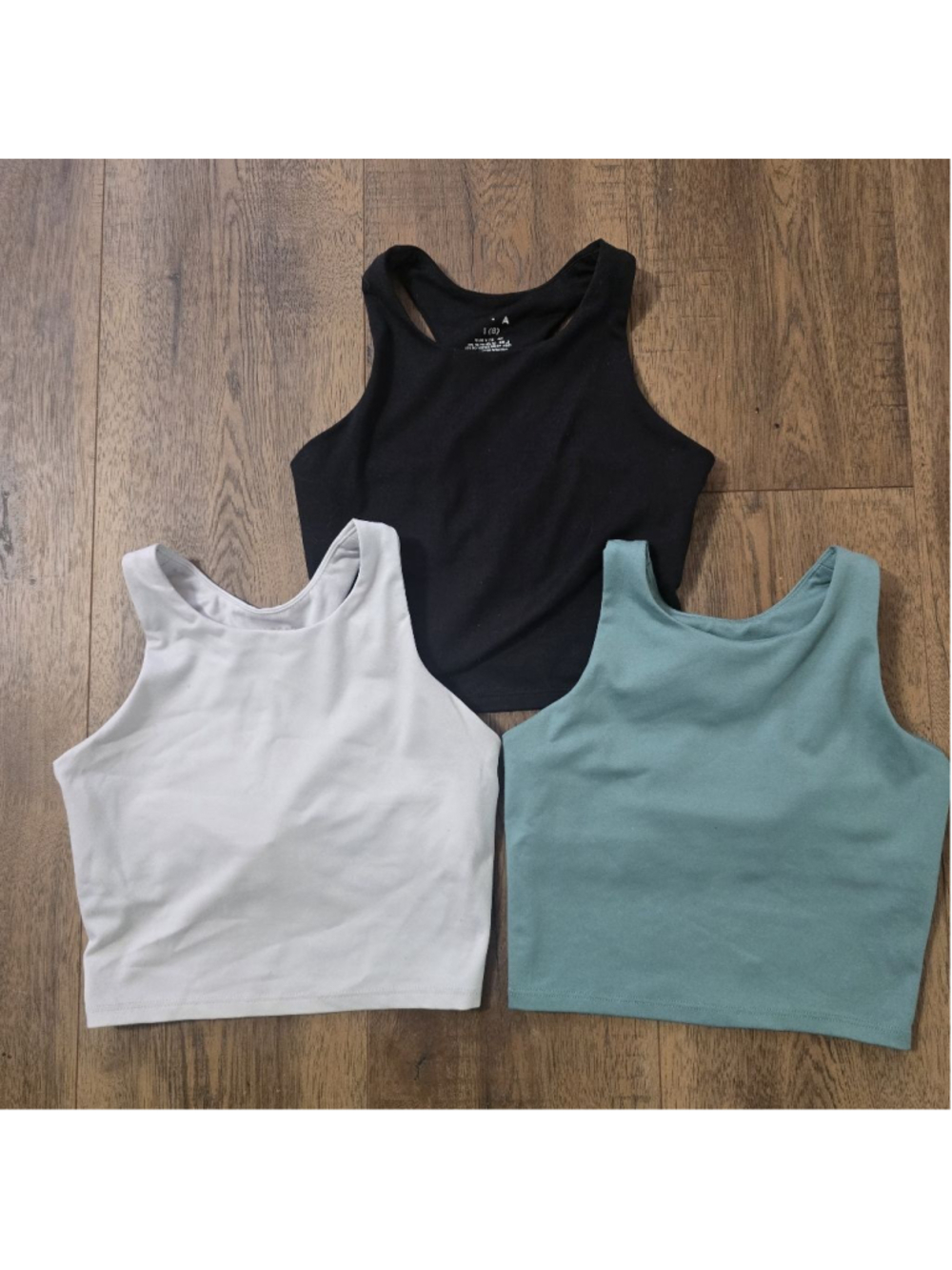 Girl's Tek Gear Sports Bras Medium Black White Seafoam Green 3 Pack